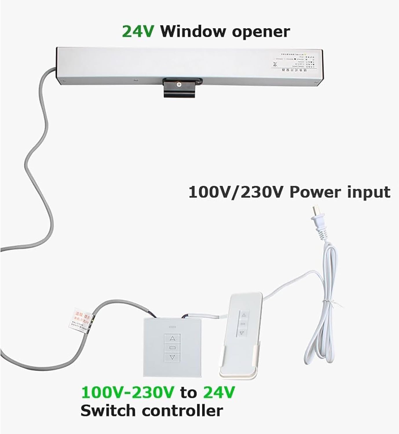 Electric Automatic Window Opener with Remote Control & Switch, Double Layer Chain Mechanism for Skylight and Roof Windows (500mm) - Enhance Ventilation & Convenience