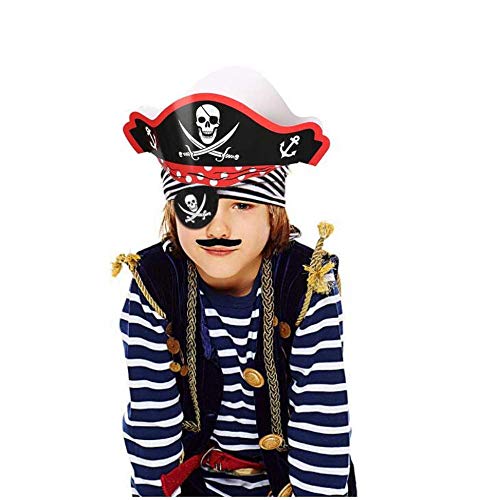 Heatigo Piraten Zubehör Set 30stk Kinder Piratenhut Pirat Filz Augenklappe Moustache Self-Adhesive for Children Pirates… – Bild 7