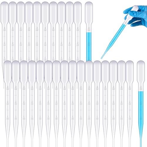 30 Stück Pipette 3ml, Kunststoff Pipetten Einweg Pipetten Dosierpipette, Transferpipetten Plastik Tropfer Pinpette Dünger Einmalpipetten für Experiment, ätherische Öle, Haustier, Pflanze