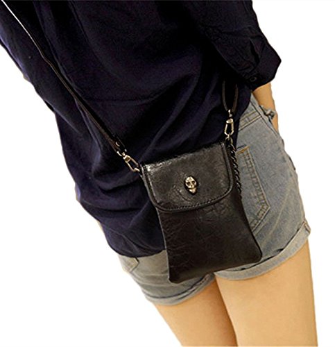 Small Crossbody Cell Phone Purse - Women Skull Gothic Crossbody Shoulder Bag, Leather Mini Phone Bag Travel Wallet Purse with Adjustable Strap - Thumbnail 4