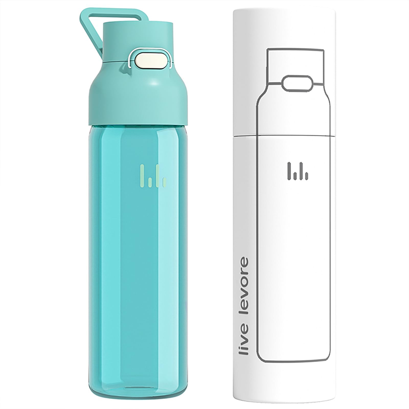 Levore Tritan Plastic Clear Water Bottle, Reusable Drink Bottle, 26oz (Teal, 750 ml)