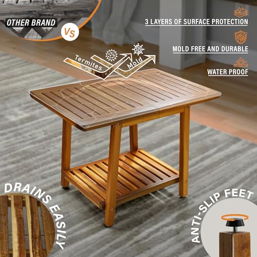 Enkezi PST02 Acacia 24 Inches Outdoor Side Table thumb #4