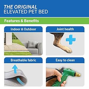 COOLAROO The Original Cooling Elevated Dog Bed, Indoor and Outdoor, Medium, Grey COOLAROO The Original Cooling Elevated Dog Bed Indoor and Outdoor Medium Grey