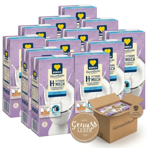 Herzstücke H-Milch laktosefrei fettarm 1 5% 12x1L Genussleben Versandschutz