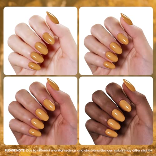 Image of Beetles Mustard Yellow Gel Polish - Sycamore Mellow 15ML /0.51Fl Oz, Yellow Gel Nail Polish, Same Color Bottle, Soak Off UV LED Lamp Fall Nails Art, Long-Lasting Manicure Salon DIY Nails Home
