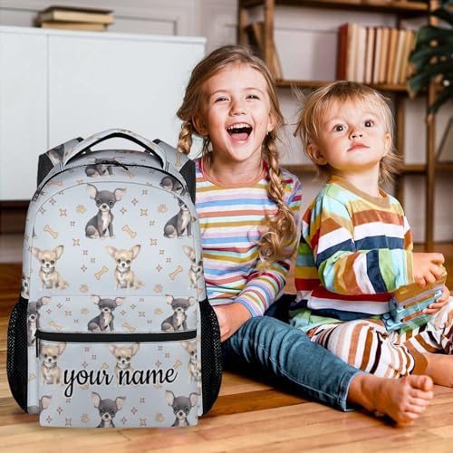 Custom Kids Backpack for School, 17 Inch Colorful Chihuahua Backpacks for Girls, Cute Durable Bookbag for Travel3