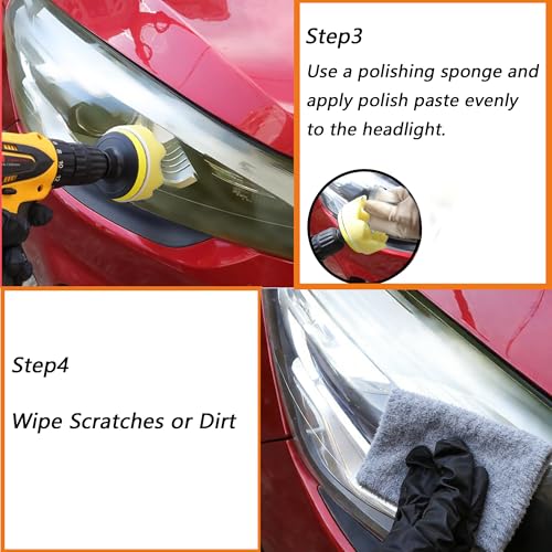 104pcs Car Polishing Kit 3Inch Car Polishers and Buffers Headlight Restoration Kit with M10 Backing Pad, Nano Sparkle Cloth for Light Car Scratch Remover - Image 6