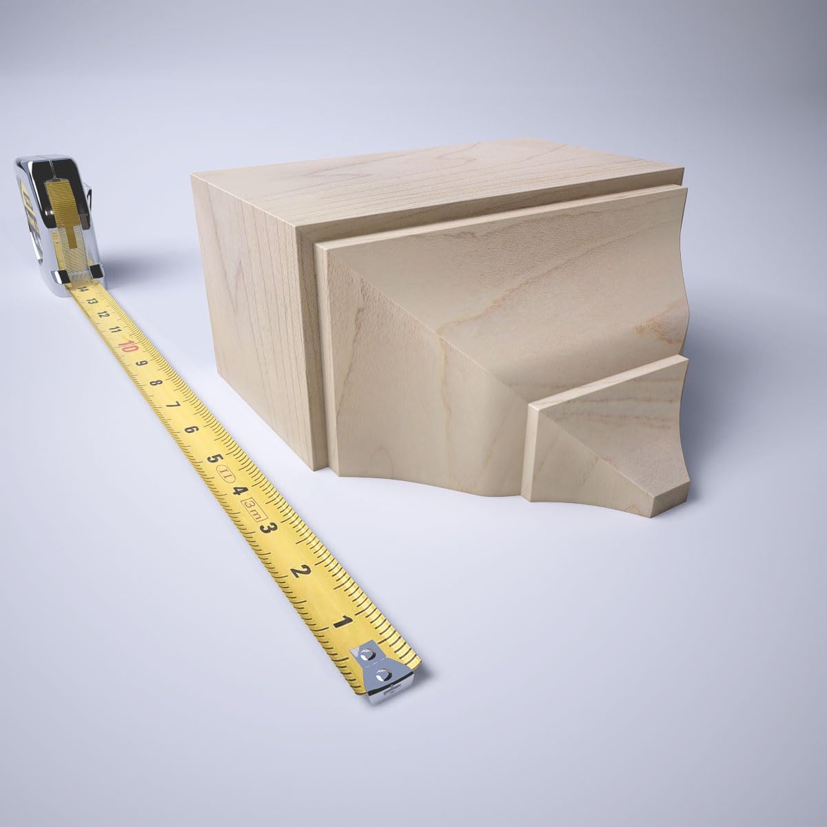 3 5/8"P x 7 1/4"W x 7 1/2"H Americraft Solid Hardwood Stain Grade Universal Mid Crown Moulding Coupler Block for Profiles up to 4"H x 3 5/8"P, Maple