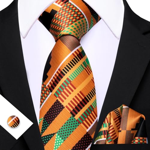 Image of Barry.Wang Man Tie Sets Skull Ties Animal Extra Long Necktie Silk Woven Handkerchief Cufflinks Festival Party Gift