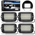MICTUNING Q1 Max White Rock Lights, 4 Pods Super Bright Pure Underglow Light Kit, IP68 Waterproof for Truck Car ATV UTV Golf Cart (2 Year Warranty)