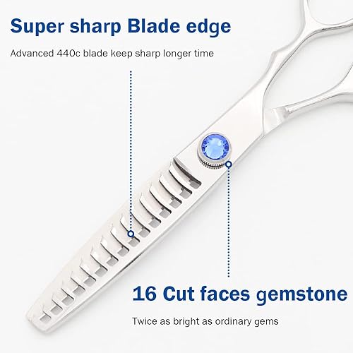 Miniatura 3 de Tijeras texturizadoras profesionales de 6.5 pulgadas, tijeras de adelgazamiento para el cabello, tijeras de corte de dientes de acero inoxidable