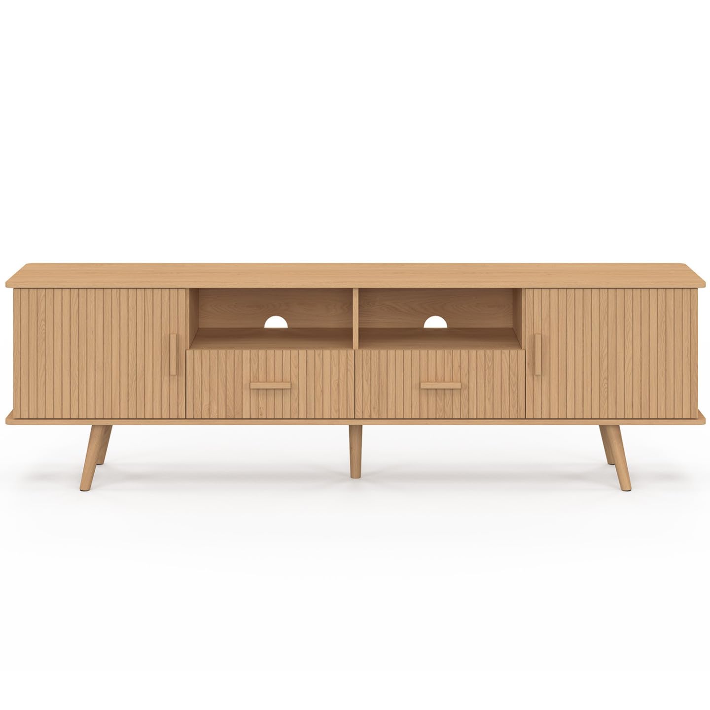IDMarket - Mueble para TV de 180 cm Juliette con 2 puertas y 2 cajones, con tiras de madera en color roble