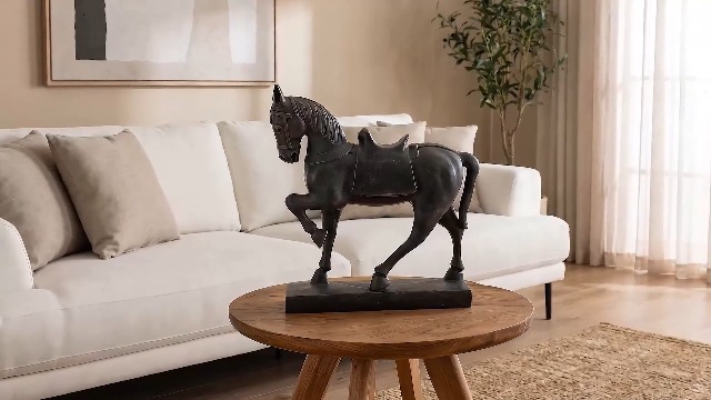 Estatua decorativa de caballo polystone marrón 11 pulgadas miniatura 7