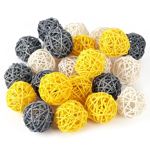 DomeStar 24PCS Yellow Decorative Balls for Bowl Centerpiece, 2 In...