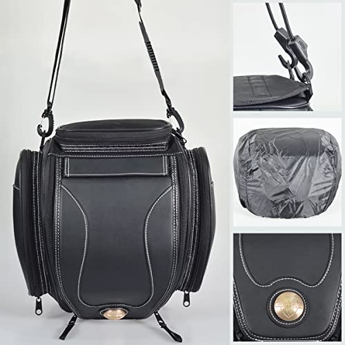Bolsa trasera impermeable para motocicleta de cuero grande miniatura 4