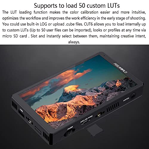 Image of FEELWORLD CUT6 Recording Monitor 6 inch with HDR 3D LUT Waveform 1920x1080 Pixels Touch Screen Monitor USB2.0 Recorder FHD IPS 4K HDMI