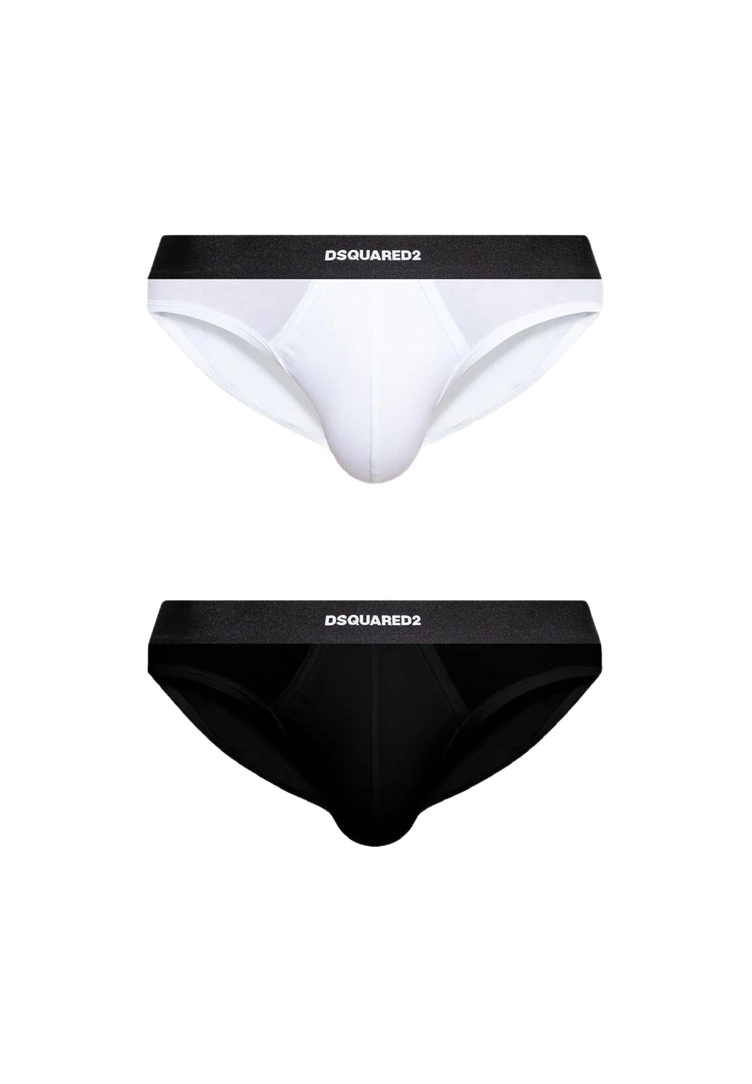 DSQUARED2 Twin Pack Brief DCX200070 (IT, Testo, M, Regular, Regular, 010 - Bianco/Nero)