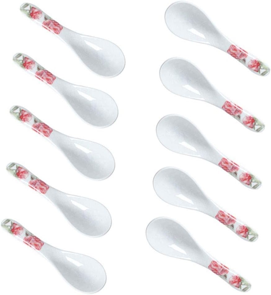 Tablespoons Ceramic Spoon Household Rice Spoon Japanese Style Creative Cute Small Soup Spoon 10-piece Set Serving Spoon (Color : A)