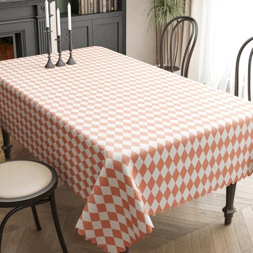 Hixingo Mantel Hule Mesa Rectangular, Manteles Antimanchas Impermeable Exterior Jardin Estilo Rombo Mantel de Plastico PVC para Mesa Cuadrada para Fiesta Picnic Cocina (Rombo Rosa,140x140cm)