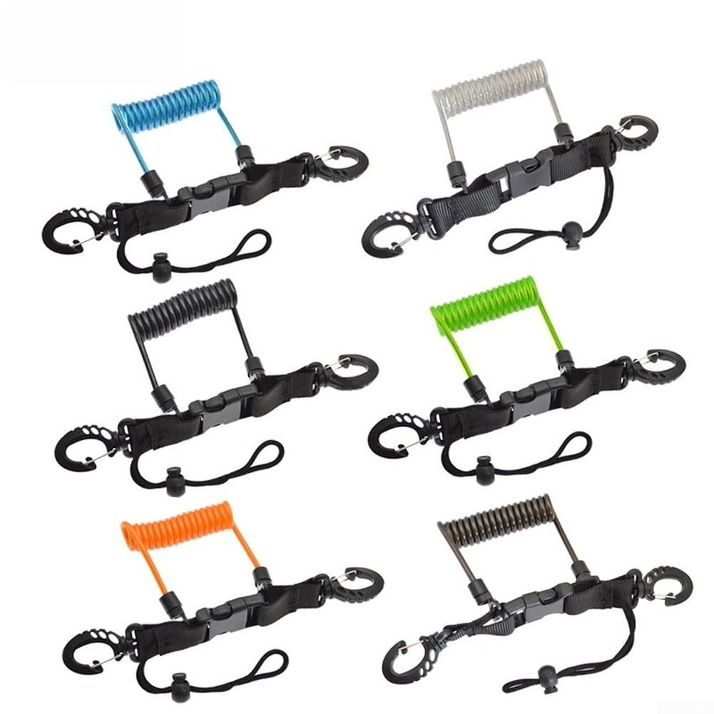 Cordino per fotocamera subacquea, elastico da 1,1 m per filo a molla in acciaio inox rivestito in TPU, con fibbia a sgancio rapido, sicuro laccio anti-smarrimento per attrezzatura subacquea e
