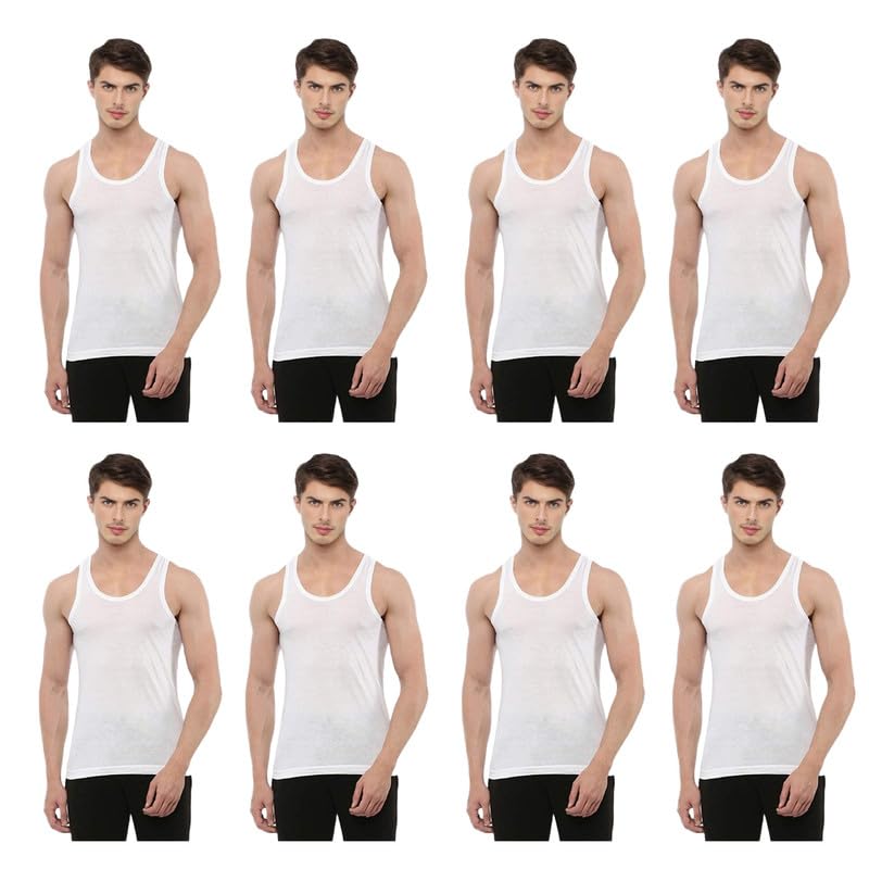 Image of INNERO Mens Baniyan White Sleeveless Pure Cotton Vest
