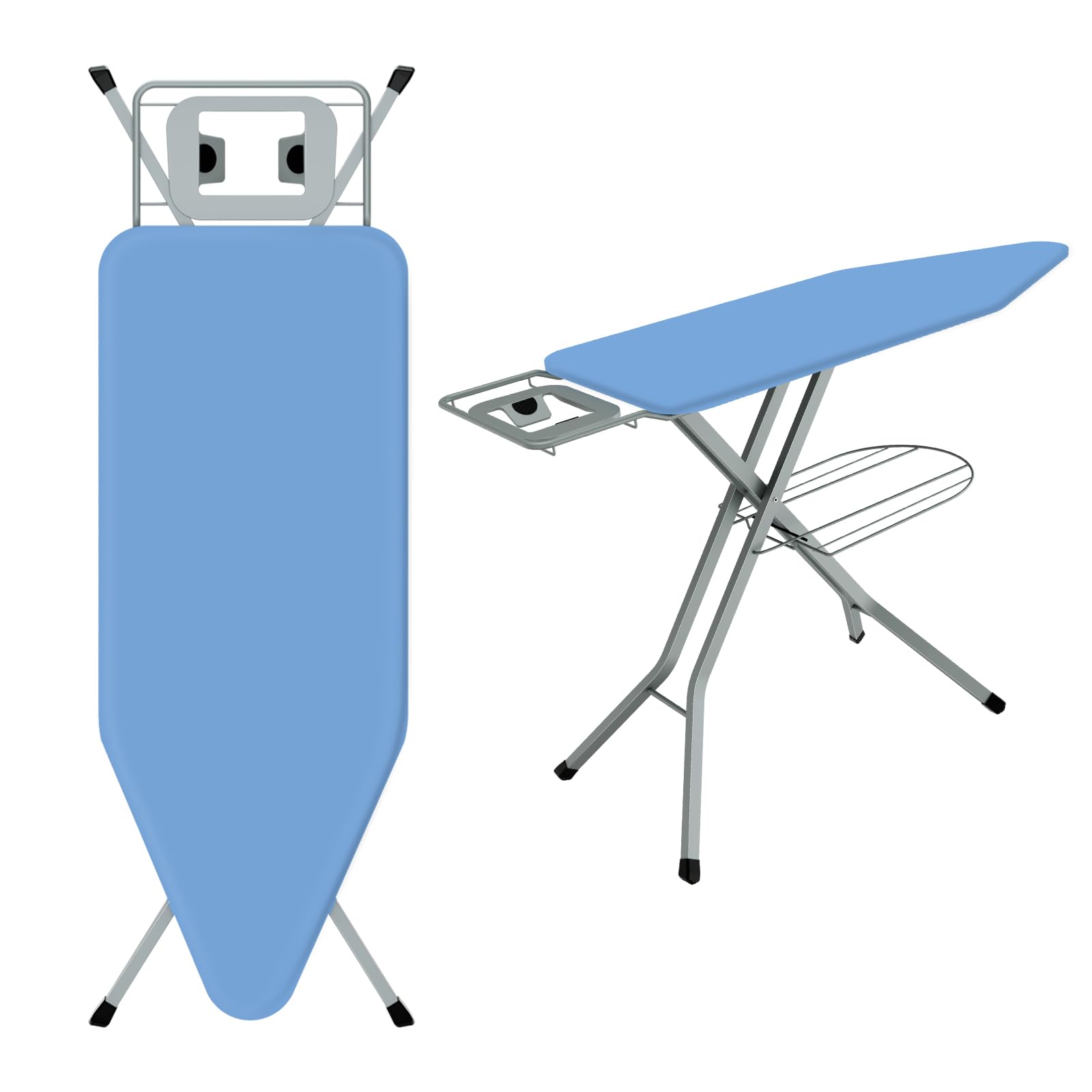 TEENO Folding Ironing Board, 120 x 45 cm Ironing Surface, Adjustable Height (72-92 cm), Silicone Iron Rest, Safety Lock, Anti-Skid Feet, Foldable for Home & Laundry Use (Blue) — image 1