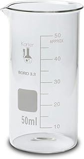 50ml Beaker, Tall Form, 3.3 Borosilicate Glass, Single Scale, Karter Scientific 213F16 (Case of 48)