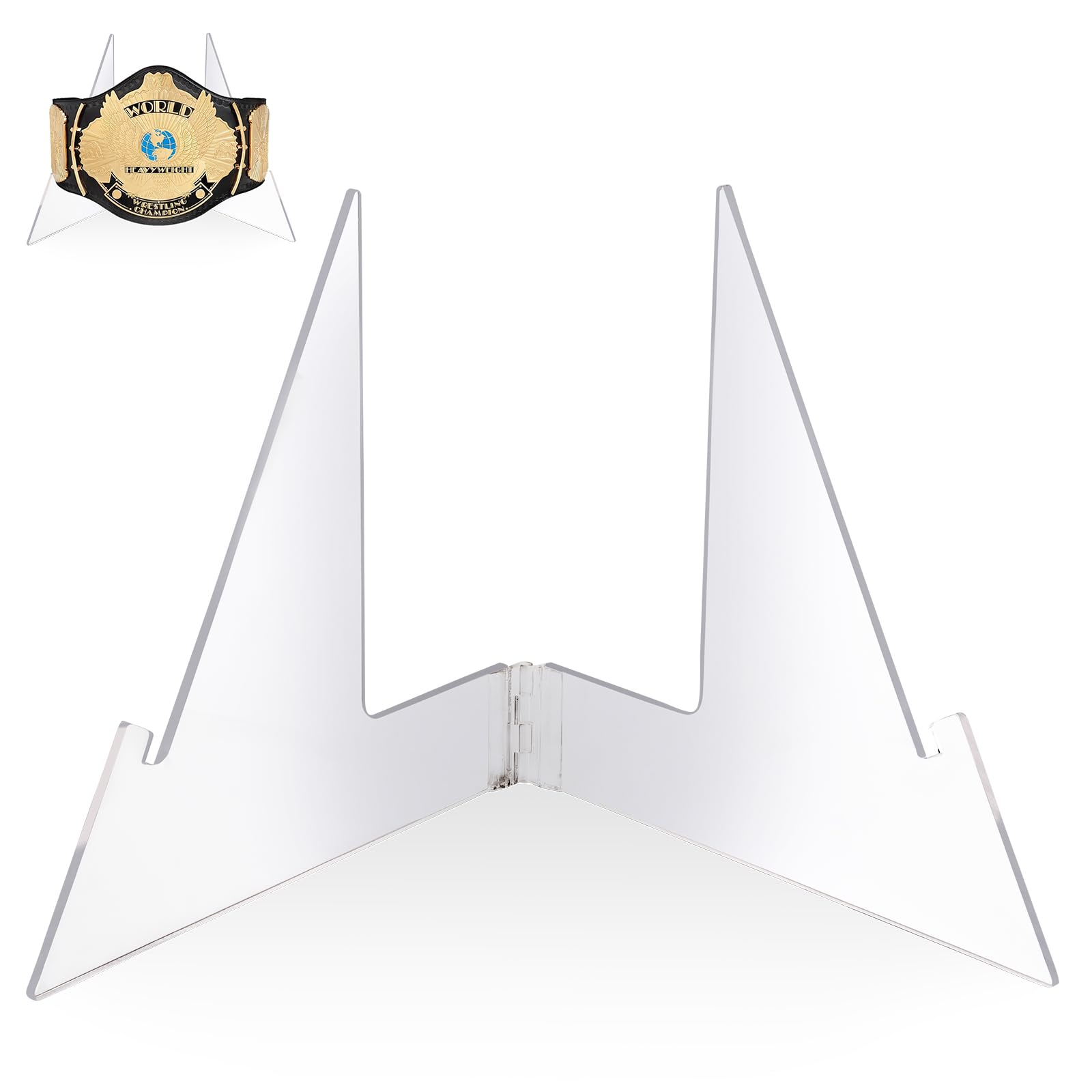 Présentoir de ceinture de championnat en acrylique avec boucle de ceinture, présentoir de table triangulaire stable avec largeur réglable, convient pour la lutte, le football, la boxe, la lutte