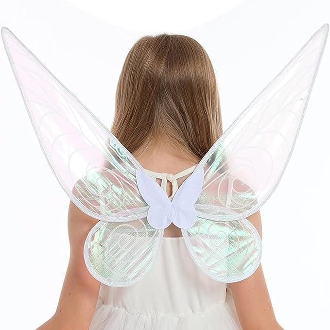 KUTDEP Alas de hadas para disfraz, alas transparentes y brillantes, disfraz de hada de mariposa, Halloween, alas de ángel para niños, niñas y mujeres
