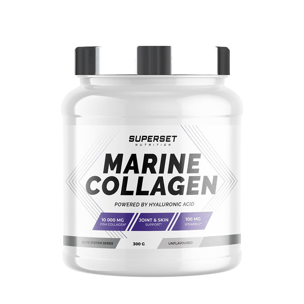 Superset Nutrition - Marine Collagen (300g) - Collagène marin en poudre types I et III - Enrichi en acide hyaluronique et vitamine C - Protège les os & articulations - Neutre