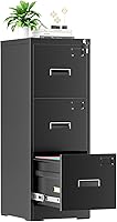 Vista 1 de INTERGREAT Archivador alto de 3 cajones, archivador de metal negro con cerradura, archivadores de bloqueo con 4 marcos ajustables para colgar