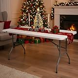 SKYLANTERN® Table Pliante 180x74x74 cm Rectangulaire Blanche - Table de Camping Pliante 6...