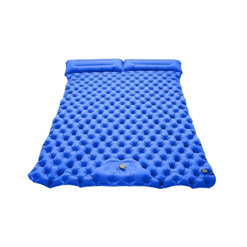 Materac dmuchany na zewnątrz ultralekki podwójny samopompujący materac przenośny namiot mata do spania kemping podróż plecak piesze wędrówki(Royal blue)