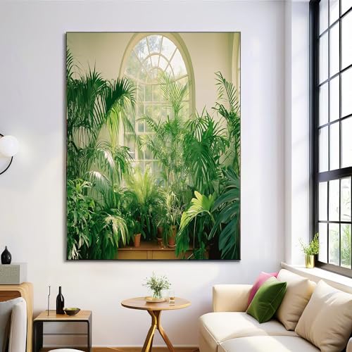 Impresión lienzo de palmeras tropicales y cuadro botánico de 70x100cm alta definición