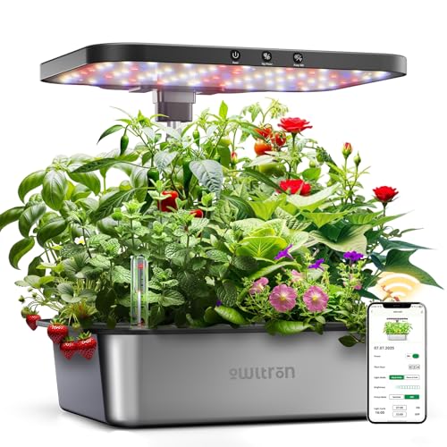 owltron Smart Hydroponics Growing System Kit,15 Pods Indoor Herb Garden with 36W LED Grow Light &...