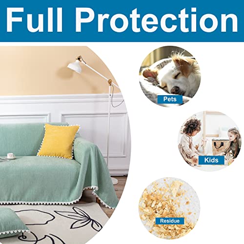 Bestdesil Light Green Couch Covers, Chenille Couch Covers For 3 Cushion Couch Sofa, Sectional Couch Cover For Dogs Cats, Boho Aesthetic Couch Cover With Lace Edge, 71" X 134" #TOP3