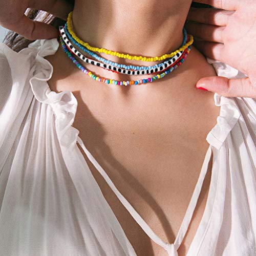 Collier de perles de graines boho H3TF5J chaîne ras de cou tendance ethnique - 7