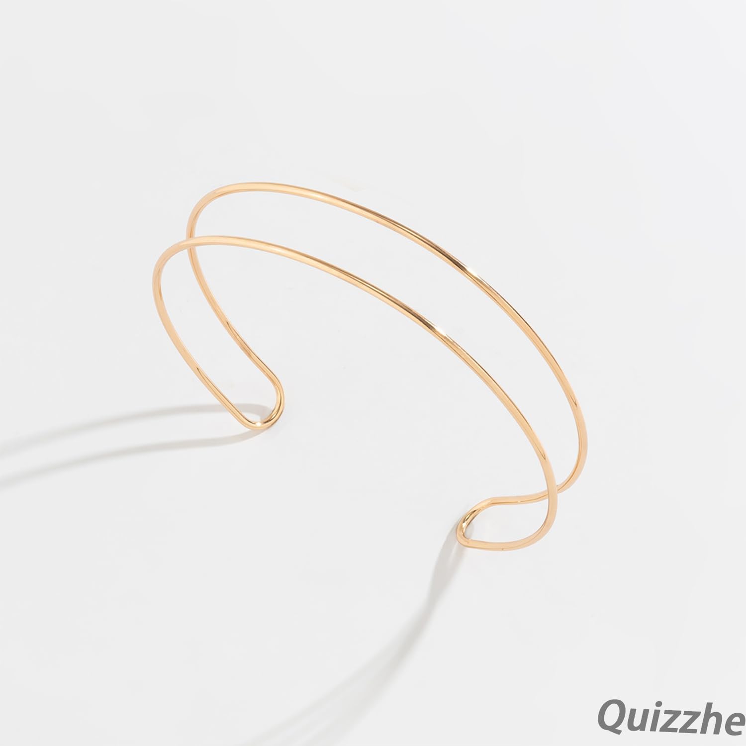 Gold Choker Necklaces for Woman Adjustable Simple Open Choker Necklace Chunky Metal Collar Necklace Trendy Gold Round Clavicle Choker Statement Chunky Bib Chokers Necklaces Jewelry (Style1) - Image 6