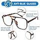 FEISEDY Retro 70er 80er Blaulichtfilter Brille Damen Ohne Stärke Herren Computerbrille B2866