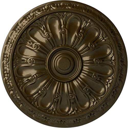 Ekena Millwork 15 3/4"OD x 5/8"P Kirke Ceiling Medallion (Fits Canopies up to 3 3/4"), Hand-Painted Brass