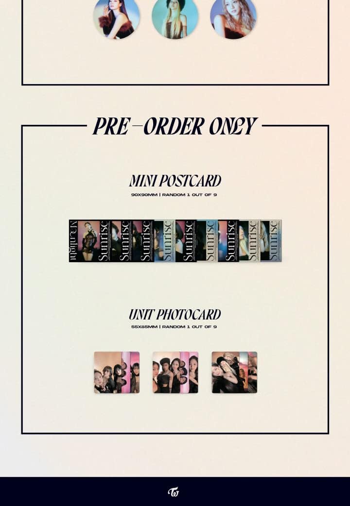 TWICE READY TO BE 12º Mini Álbum, versión Digipack, CD+POB+Cartel desplegable en el paquete+Libro de fotos+Tarjeta fotográfica+Adhesivo+Seguimiento sellado (Conjunto de 9 versiones)