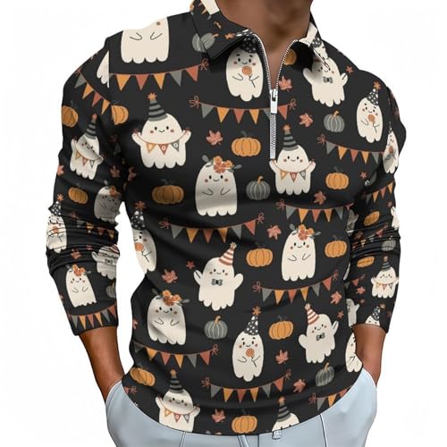 Polo manches longues homme fermeture éclair Novastar t-shirt respirant Halloween