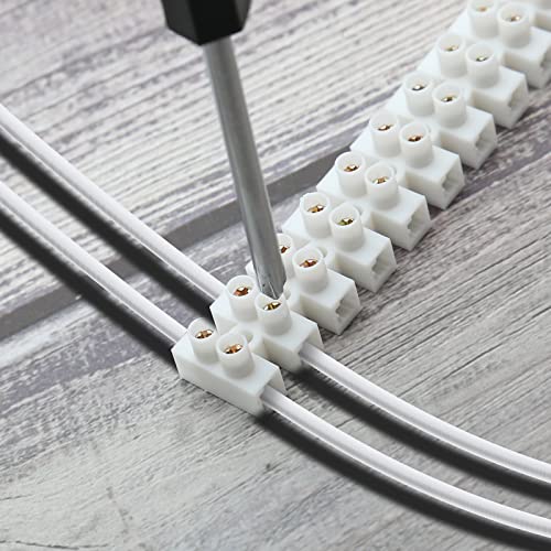 Litoexpe 20 Pcs Terminal Block White, Screw Terminal Connector, Dual Row Electric Barrier Block 12-Position Terminal Strip, 10 Amp 380 V #TOP5