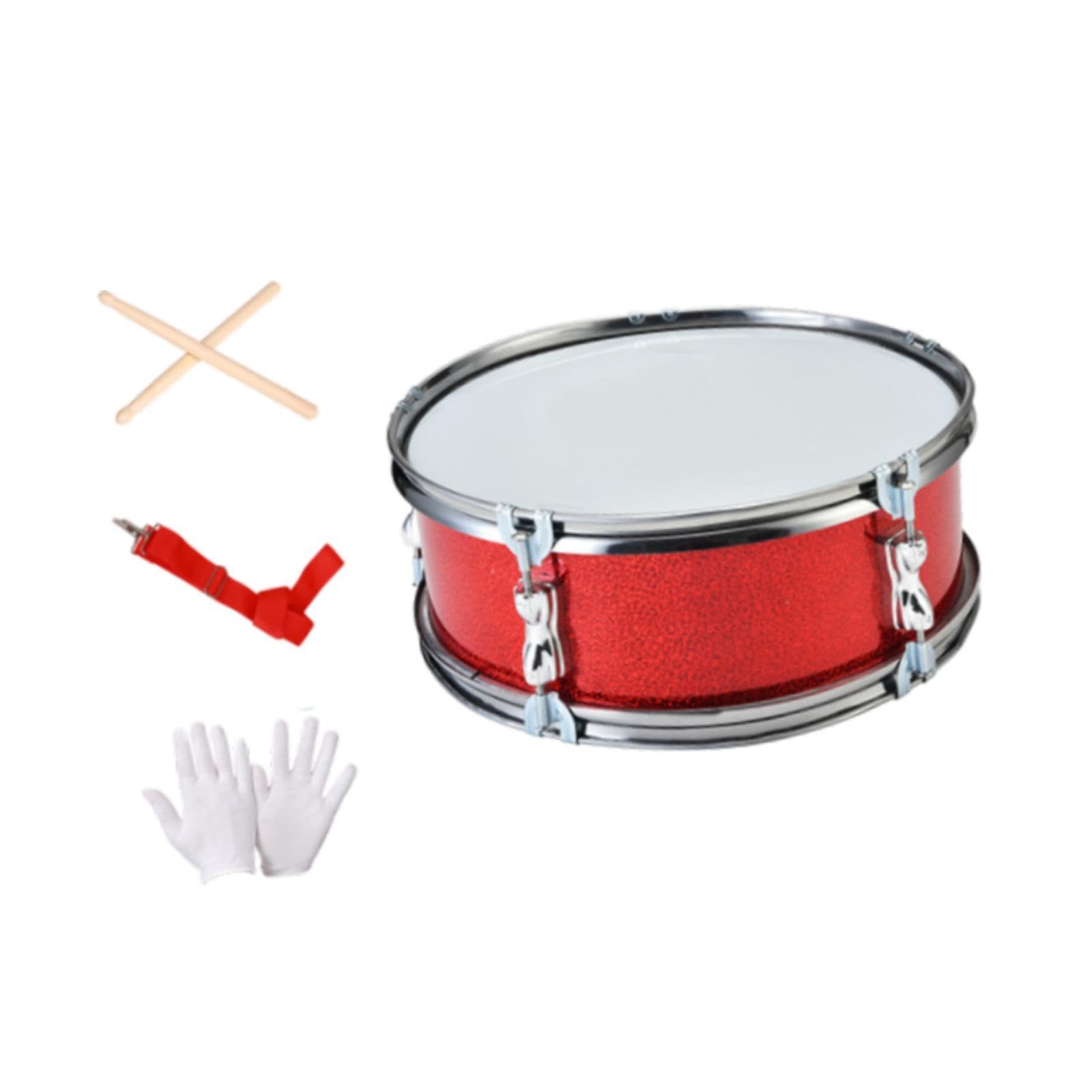 Generic Snare Drum de Percusión para Estudiantes Incluye Tambor Correa Ajustable Baquetas Y Guantes Fabricados en Acero Inoxidable Y Poliéster Adecuado para F, Spring Drum 14in