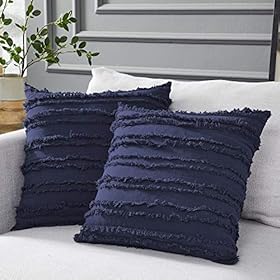 Longhui bedding Navy Blue Throw Pillow Covers for Couch Sofa Bed, Cotton Linen Decorative Pillows Cushion Covers, 18 x… 51eNmdnR pL. SS280