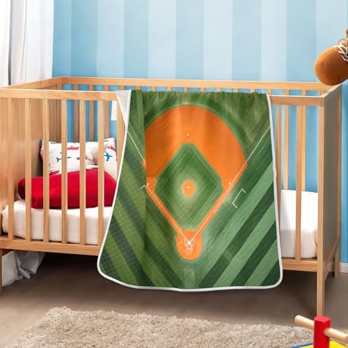 Image of Baseball Field Baby Blanket Cotton Cozy Throw Blanket Warm Nursery Swaddle Receiving Toddler Blankets 30 inch x 40