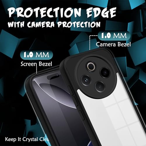 Image of V-TAN Back Cover for Vivo T4 5G / iQoo Z10 5G Compatible Case, Transparent Clear, TPU, Camera Protective Shockproof Cover (Black)
