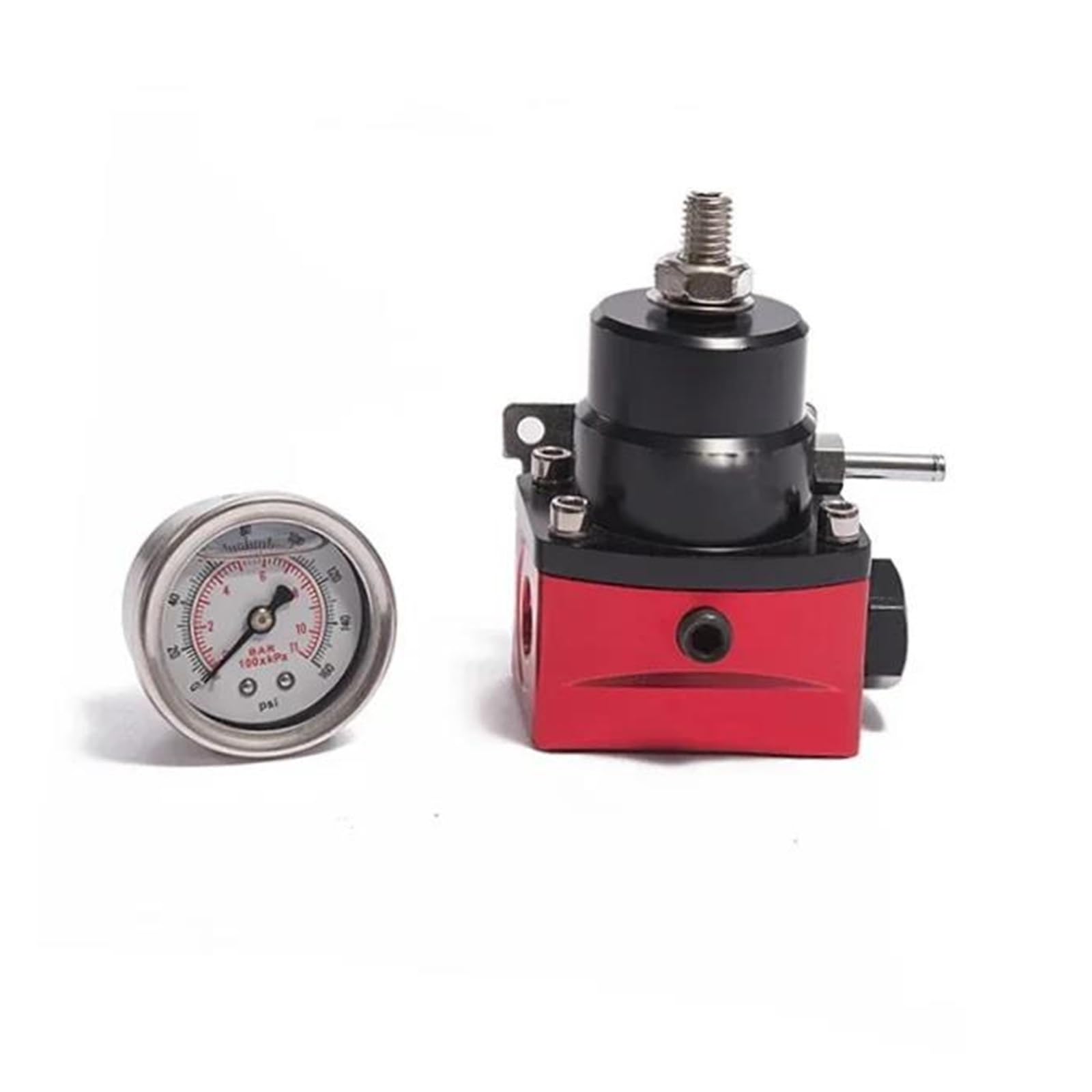 Vanne de Régulateur de Pression de Carburant Régulateur de pression de carburant universel réglable ORB6 pour voiture de course, avec manomètre, pour BM&W E39 Série 5 (2000-)(Black and red)