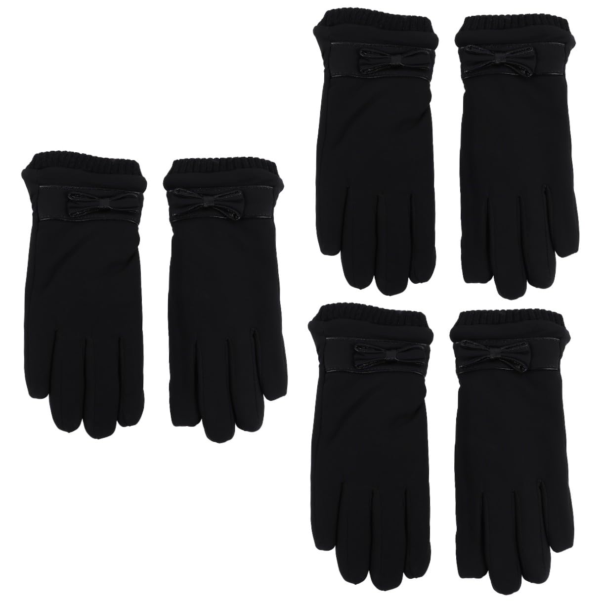 BESTYASH Guanti da donna guanti per le donne guanti da guida invernali guanto termico thermal gloves addensare i guanti invernali guanti antivento Materiale in pelle sintetica Black