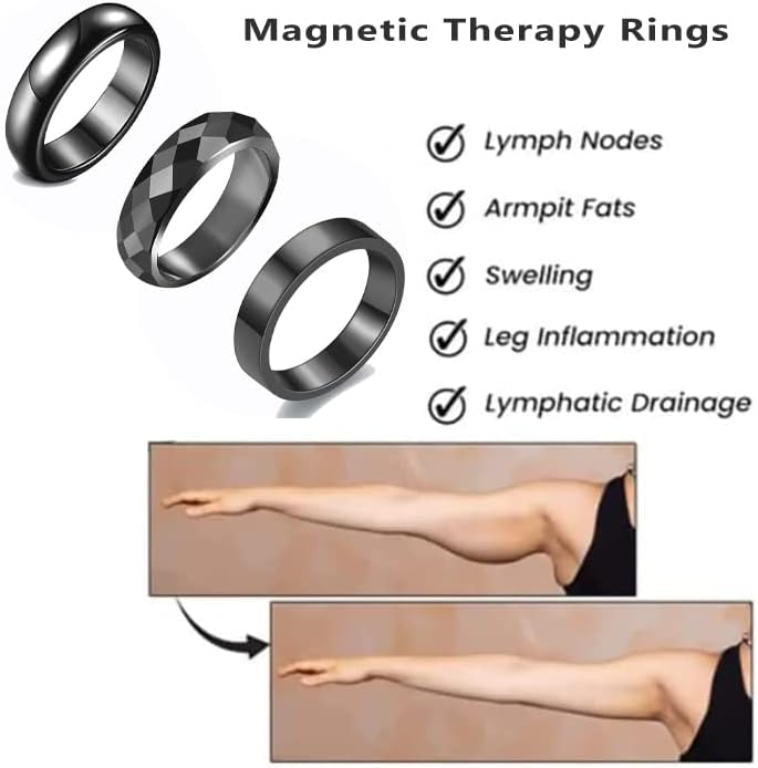 Miniatura 2 de Anillos magnéticos terapéuticos de drenaje linfático, anillos de hematita de terapia magnética para hinchazón, anillos de desintoxicación de